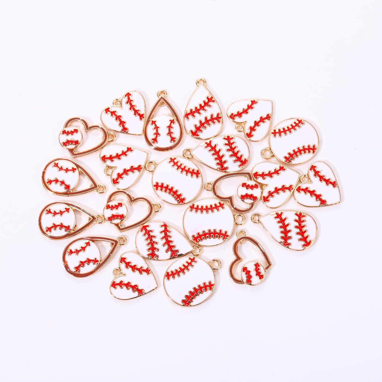 20 Pieces Sports Charms Enamel Basketball Baseball Pendant Charms for Jewelry Making Rhinestone Ball Game Softball Charms for Necklace Bracelet Earrings DIY Crafts (Set 7)
